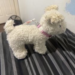 Our Generation Pet Dog Plush Animal with Collar and Leash Preowned Toy Poodle 8”