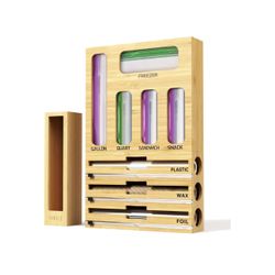 Bamboo 9 Drawer Ziplock Bag Organizer Retails $60