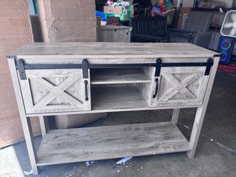New Farmhouse TV Stand with Sliding Barn Doors