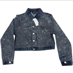 Windsor Denim Jacket Medium Black Rhinestones All Over Bedazzled New