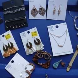 Lot Of Earrings, Watches And Chokers 