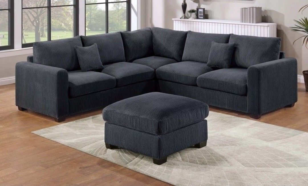 BRAND NEW 4PCS SECTIONAL SOFA SET WITH OTTOMAN AND ACCENT PILLOW INCLUDED $549