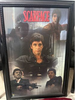 Large Framed Scarface Poster Wall Art – Tony Montana / Al Pacino