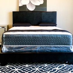 Brand New Black Queen Size Leather Bed Frame With New Mattress/Fast Delivery