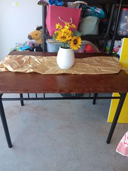 Wood Top Desk with Black Metal Frame