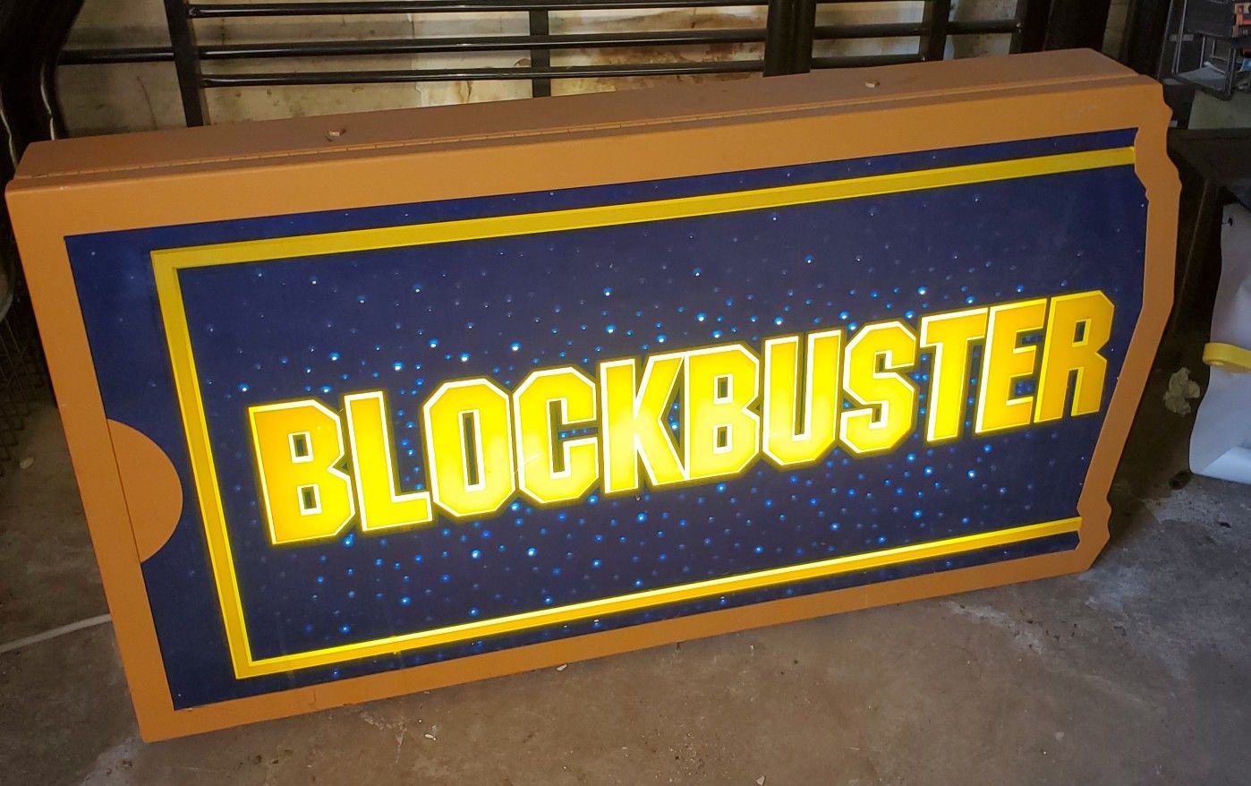 BlockBuster Sign for Game Room Offers welcome