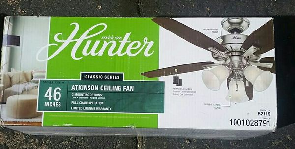 Hunter Atkinson 46 In Indoor Brushed Nickel Ceiling Fan With