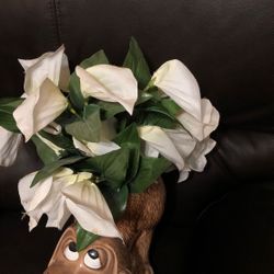 Dog vase with flowers. Offers are welcome