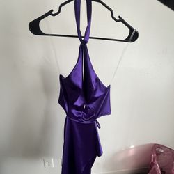Purple Satin Halter Dress – New, Never Worn