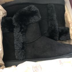 Womens Cute Winter Cozy Boots Sz 9 Black