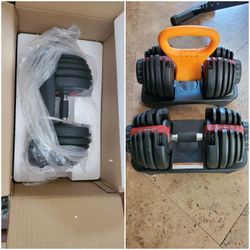 Adjustable Dumbbell Set 5- 52.5 Lbs And Kettlebell Adapter 