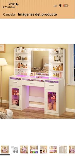 💗 Vanity with LED/RGB Lights – Brand New