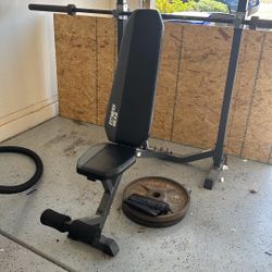 Weight Bench and 2 45lb Plates 