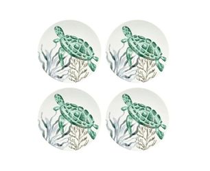 Sea Turtle Decorative Melamine Dinner Plate Set Beach Nautical Coastal