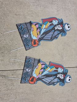 Halloween Metal Decoration Stake The Nightmare Before Christmas Jack & Sally $20 EACH