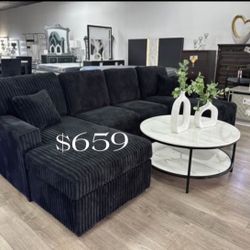 Stylish 3-pc Convertible Sectional Sofa W/ Pull -out Bed & Double Chaise With Storage Fur-like corduroy  ✅ The 