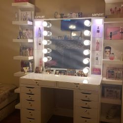 New vanity glass white top