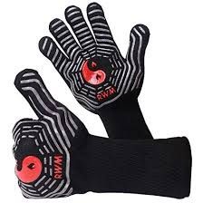 BBQ Grill Gloves, Heat Resistant Cooking Gloves, Non-slip Silicone Coated Oven Mitts for Grilling, BBQ, Oven, Baking and Microwave - Safe Handling of
