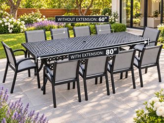 9 pcs new outdoor table set table have a small dent in one of the corners
