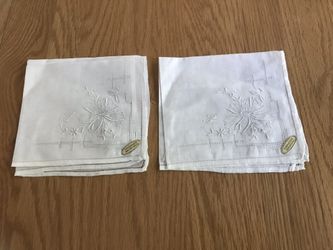 2 Swiss embroidered handkerchiefs