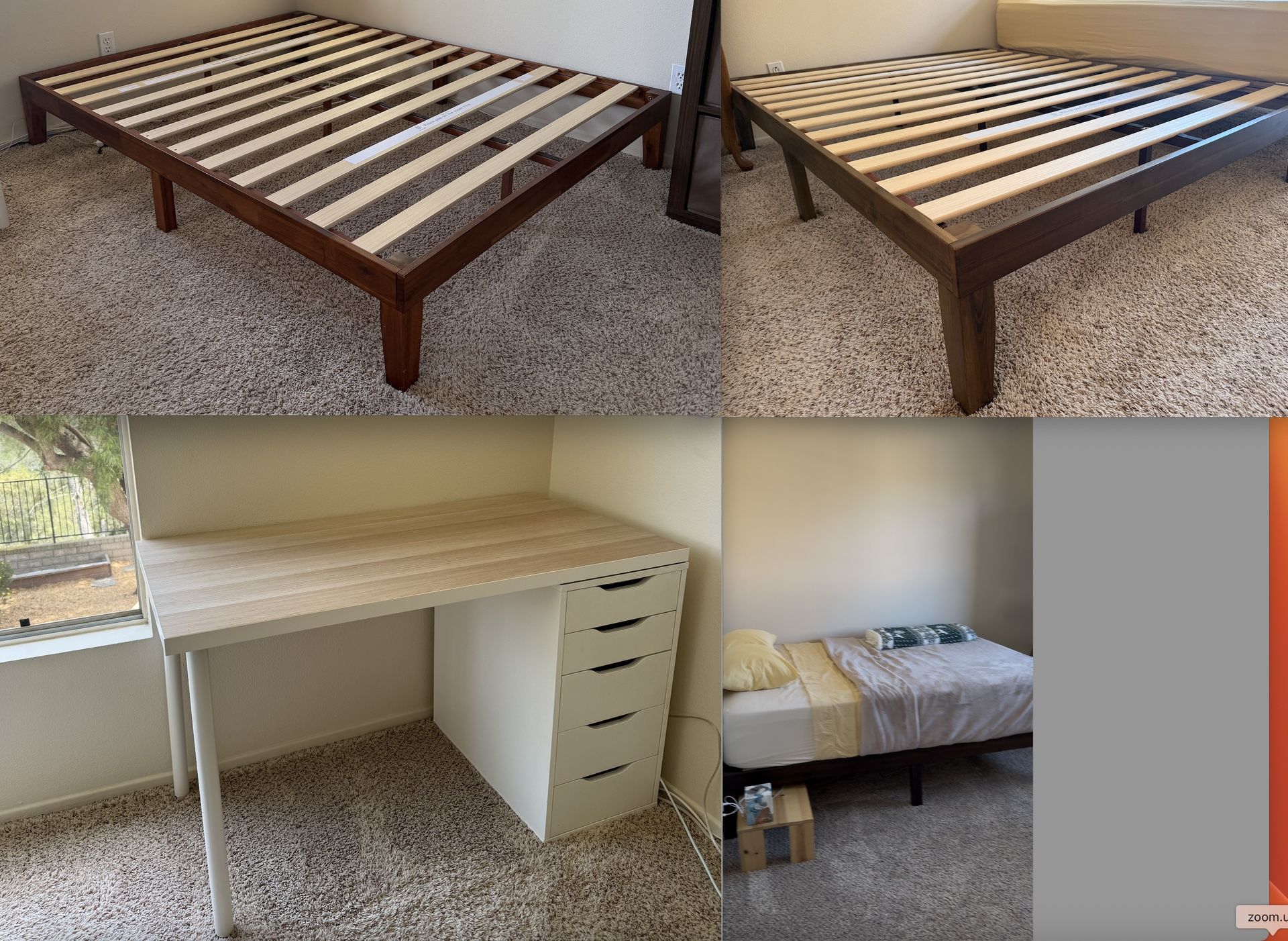 IKEA Desk And 3 Zinus Wood Bed Frames Queen Size