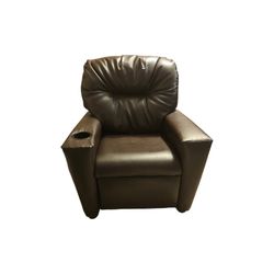 Kids Brown Leather(like) Recliner