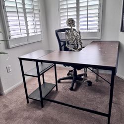 L Shape Desk And computer Chair