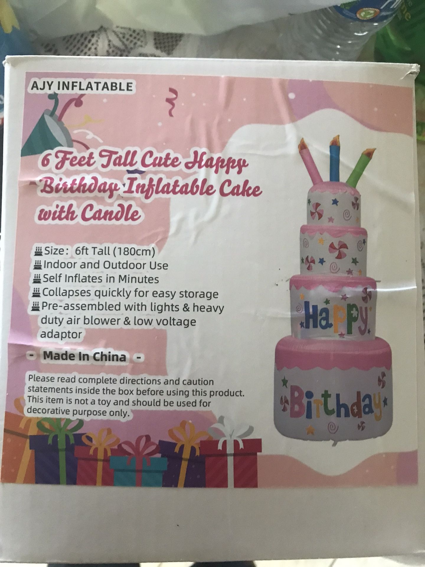 6 FT Inflatable Birthday Cake With Lights 