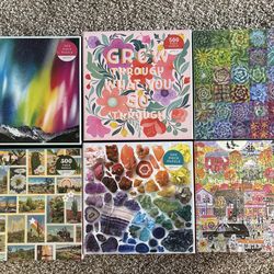 6 COMPLETE Galison 500 Piece Puzzles