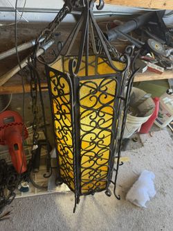 Gothic Spanish Revival Black Metal Swag Light 