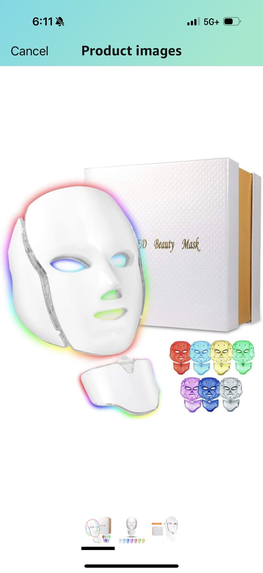 Led Face Mask,CLEJJ 7 Colors Led Light Mask Beauty Machine,White