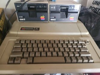 Apple II Computer With 2 Disk Drives Vintage
