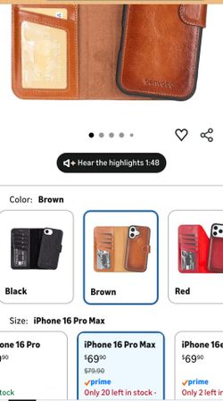 for iPhone 16 Pro Max Case for Women&Men Magsafe Compatible, Premium Leather Wallet, Detachable Magnetic Flip Cover, Card Holder, RFID, Kickstand, Dro