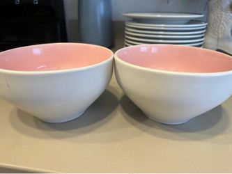 Set of 2 Pink Interior Ceramic Bowls – Modern Dining Bowls