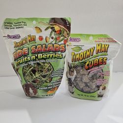 Sealed Brown's Timothy Hay side salads and cubes for guinea pigs, rabbits, hamsters, chinchillas