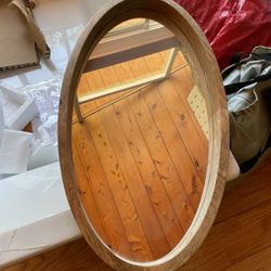 Oval Wood Mirror 30”x16”