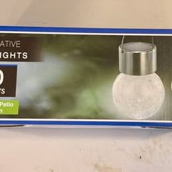 Solar Crackle Glass Hanging Lights — 8 Pack LED Globe Lanterns, New in Box