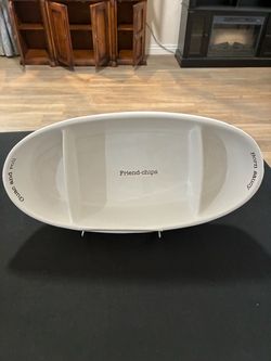 White Ceramic Divided Serving Bowl