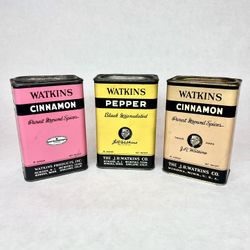 Watkins Antique vintage metal spice advertising tins kitchen decor