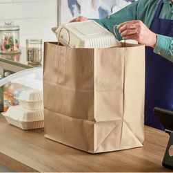 200 Kraft Paper Shopping Bags with Handles – Perfect for Small Business / Takeout / Retail