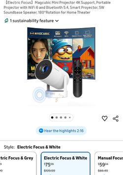 Magcubic Mini Projector 4K Support, Portable Projector with WiFi 6 and Bluetooth 5.4, Smart Proyector, 5W Soundbase Speaker, 180°Rotation for Home The