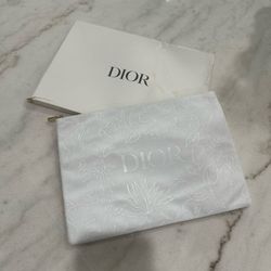 Christian Dior Cosmetic Bag Trousse White Velvet Floral Embossed Pouch NEW