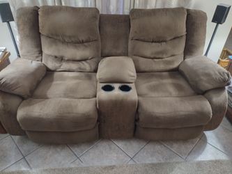 Ashley powered loveseat brown