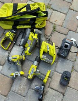 RYOBI 5 TOOLS SET DRILL IMPACR SAW FLASH LIGHT +++