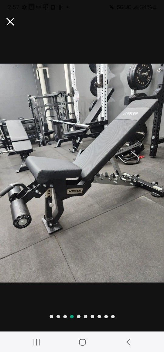 🔻 HEAVY DUTY COMMERCIAL GRADE SUPER SOLID ADJUSTABLE BENCH THAT CAN INCLINE, DECLINE, FLAT AND MILITARY PRESS WITH WHEELS AND LEG PADS ( BRAND NEW )