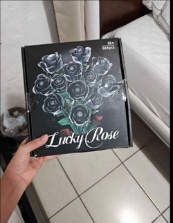 a Lucky Rose black rose bouquet building block set