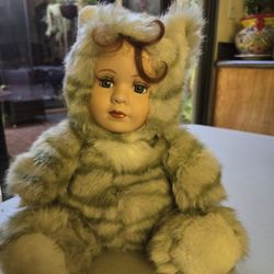 Vintage Cat Costume Doll – Plush Kitten Outfit