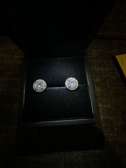 Moissanite Diamond Round Pave Earrings 6.5mm