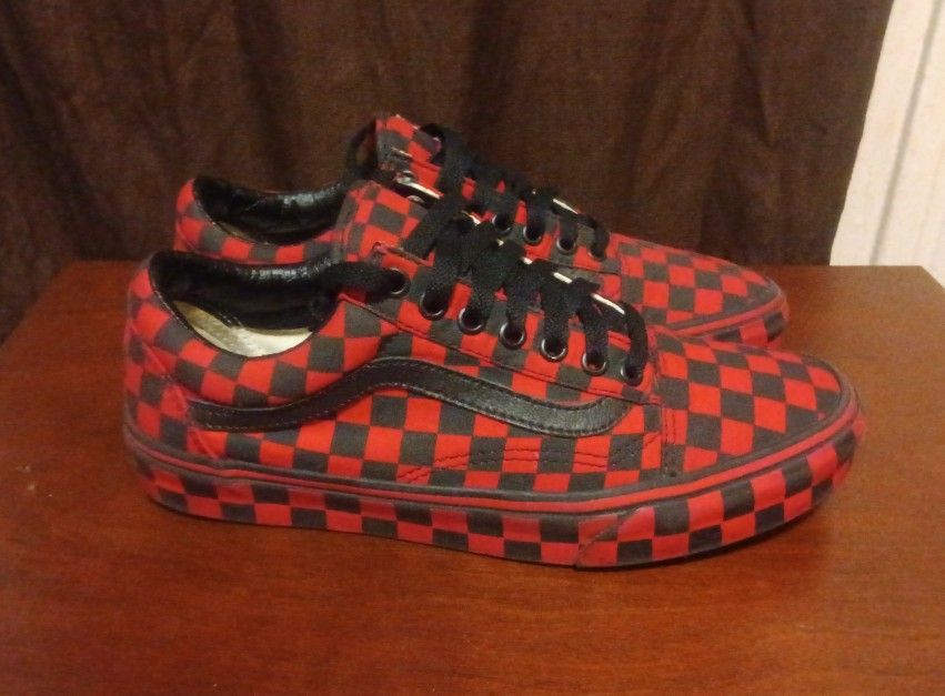 Red & Black Vans (Size 8 M/9.5 W)