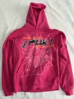 Sp5der Hoodie Pink Punk Size Small